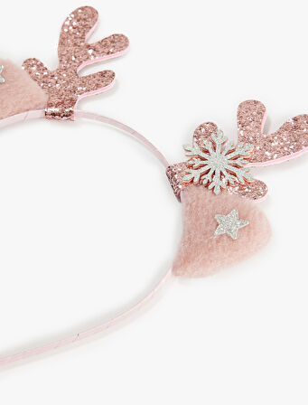 Simli Kulak ve Geyik Boynuzu Aplike Detaylı Yılbaşı Tacı