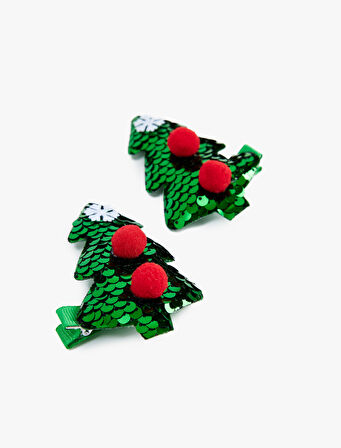 Pullu Payetli Çam Ağacı Detaylı Toka Seti