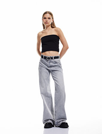 Pamuklu Straplez Kolsuz Slim Fit Crop Bluz
