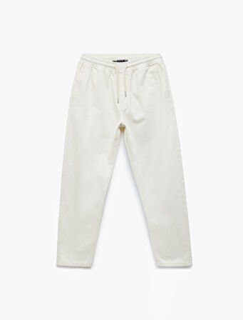 Beli Bağcıklı Cep Detaylı Pamuklu Bol Baggy Jean Pantolon
