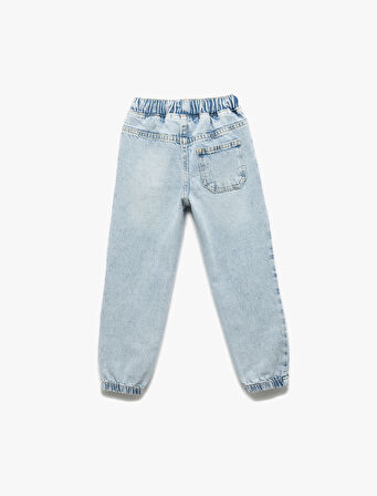 Beli Bağcıklı Cepli Pamuklu Denim Jogger Pantolon