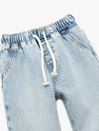 Beli Bağcıklı Cepli Pamuklu Denim Jogger Pantolon