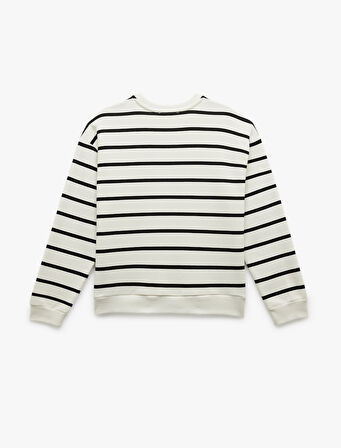 Üç İplik Şardonlu Uzun Kollu Bisiklet Yaka Sweatshirt
