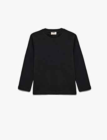 Bisiklet Yaka Pamuklu Basic Uzun Kollu Tişört