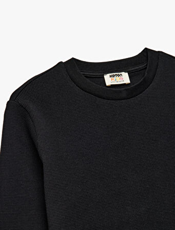 Bisiklet Yaka Pamuklu Basic Uzun Kollu Tişört