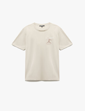 Pamuklu Kısa Kollu Regular Fit Bisiklet Yaka Baskılı T-Shirt