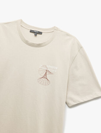 Pamuklu Kısa Kollu Regular Fit Bisiklet Yaka Baskılı T-Shirt