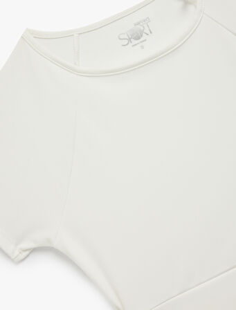 Slim Fit Kısa Kollu Bisiklet Yaka Crop Bağlama Detaylı Spor Tişört