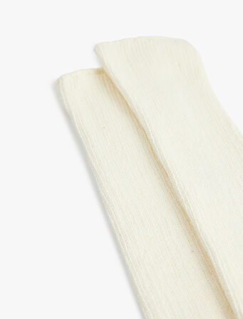 Pamuklu Dokulu Kalın Diz Altı Çorap