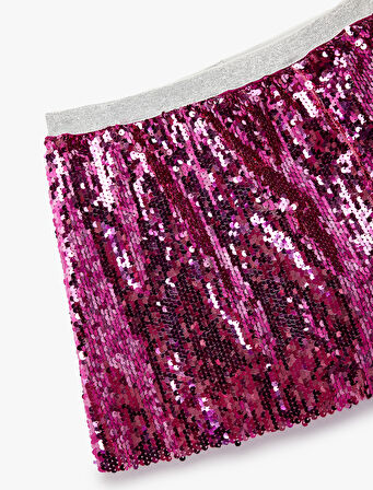 Pullu Payetli Beli Lastikli Etek