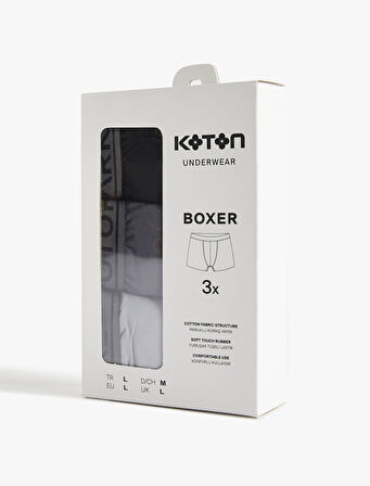 Pamuklu Baskılı Lastikli 3'lü Boxer Seti