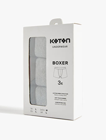 Lastik Detaylı Pamuklu 3'lü Boxer Seti