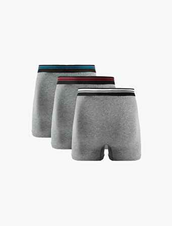 Lastik Detaylı Pamuklu 3'lü Boxer Seti