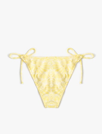 Floral Dokulu Yanları İpli Bikini Altı