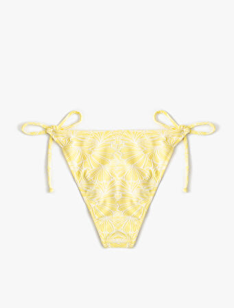 Floral Dokulu Yanları İpli Bikini Altı