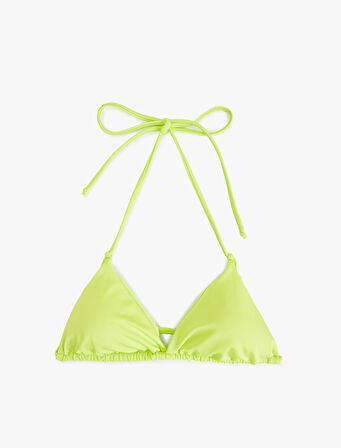 Boyundan Bağlamalı Parlak Üçgen Bikini Üstü