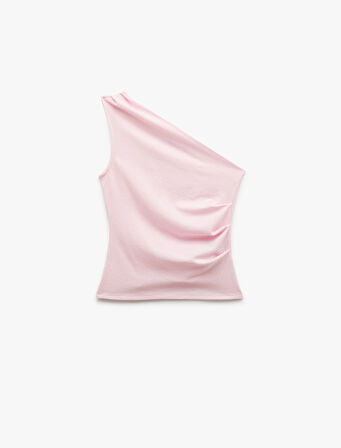 Asimetrik Drape Detaylı Tek Omuz Bluz
