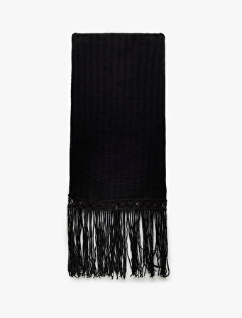 Standart Bel Pamuklu Püsküllü Midi Kalem Etek