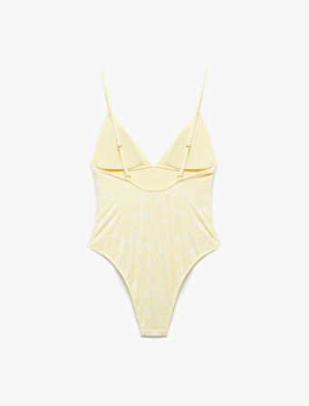 Floral Dokulu İnce Askılı Mayo