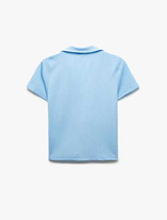 Regular Fit Dokulu Kısa Kollu V Polo Yaka Tişört