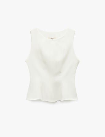 Peplum Kesim Yuvarlak Yaka Kolsuz Bluz