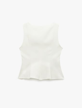 Peplum Kesim Yuvarlak Yaka Kolsuz Bluz