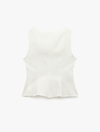 Peplum Kesim Yuvarlak Yaka Kolsuz Bluz
