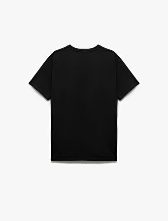 Kısa Kollu Bisiklet Yaka Baskılı Oversize Spor Tişört