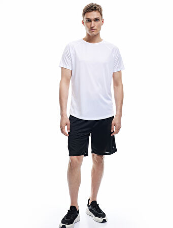 Kısa Kollu Bisiklet Yaka Reglan Kol Arkası Baskılı Slim Fit Spor Tişört