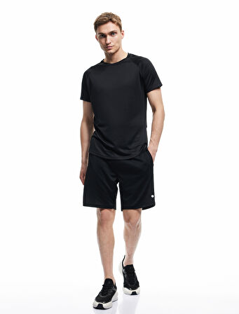 Kısa Kollu Bisiklet Yaka Reglan Kol Arkası Baskılı Slim Fit Spor Tişört