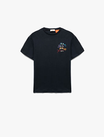 Bisiklet Yaka Kısa Kollu Ninja Kaplumbağalar Baskılı Pamuklu Oversize Tişört