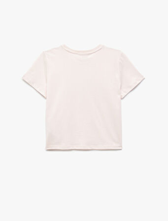 Köpek Baskılı Pamuklu Crop Tişört