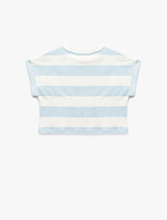 Pullu Payetli Bisiklet Yaka Kısa Kollu Pamuklu Tişört