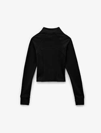 Slim Fit Uzun Kollu Fermuarlı Dik Yaka Spor Sweatshirt
