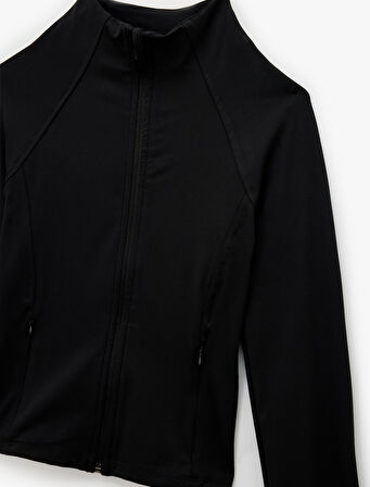 Slim Fit Uzun Kollu Fermuarlı Dik Yaka Spor Sweatshirt