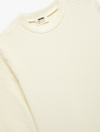 Pamuklu Uzun Kollu Bisiklet Yaka Basic Okul Sweatshirt