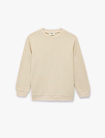 Pamuklu Uzun Kollu Bisiklet Yaka Basic Okul Sweatshirt