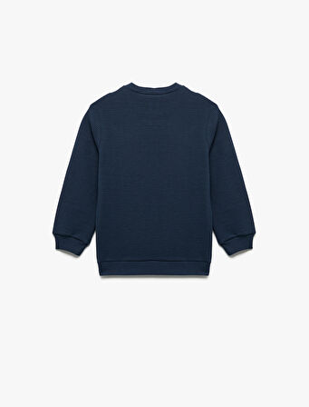 Pamuklu Uzun Kollu Bisiklet Yaka Basic Okul Sweatshirt