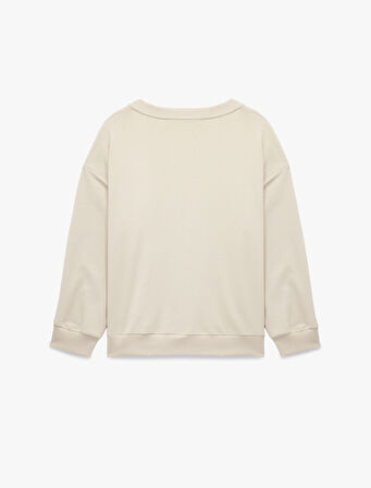 V Yaka Uzun Kollu Rahat Kalıp Triko Pijama Üstü 