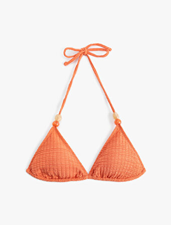 Dokulu Aksesuarlı Üçgen Bikini Üstü