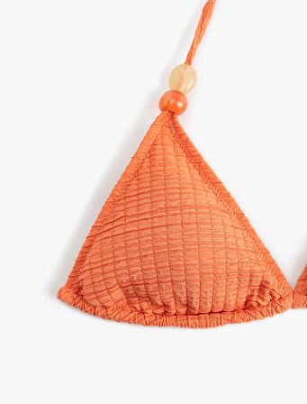 Dokulu Aksesuarlı Üçgen Bikini Üstü
