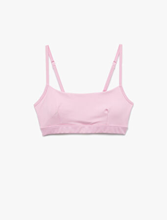 Askılı Arkası Pencere Detaylı Slim Fit Crop Sporcu Sütyeni