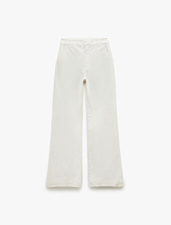 Yüksek Bel Geniş Paça Pamuklu Pantolon - Wide Leg Jeans
