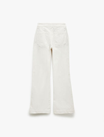 Yüksek Bel Geniş Paça Pamuklu Pantolon - Wide Leg Jeans