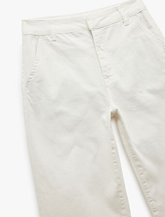 Yüksek Bel Geniş Paça Pamuklu Pantolon - Wide Leg Jeans