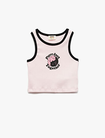 Bisiklet Yaka Kolsuz Baskılı Pamuklu Atlet