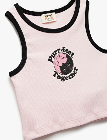 Bisiklet Yaka Kolsuz Baskılı Pamuklu Atlet