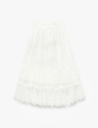 Beli Lastikli Kat Detaylı Pamuk Astarlı Midi Tül Etek