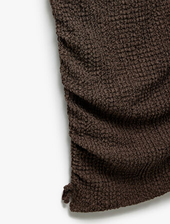 Bisiklet Yaka Kısa Kollu Drape Detaylı Elbise