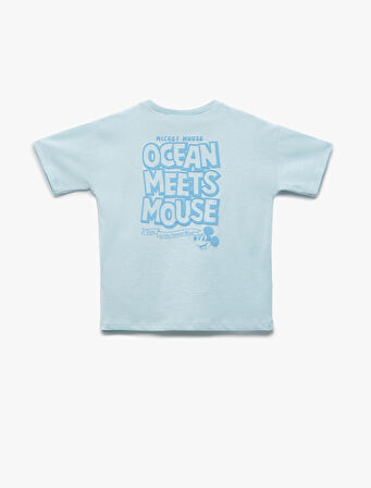 Mickey Mouse Lisanslı Bisiklet Yaka Kısa Kollu Baskılı Tişört